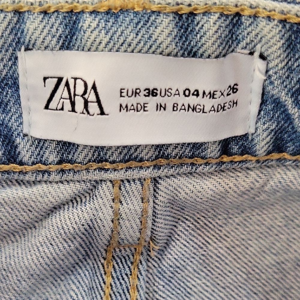 Zara Light Blue Ripped Straight-Leg Jeans - Picture 2 of 10